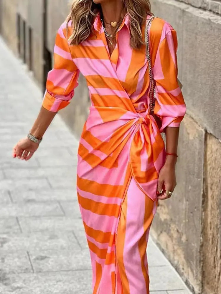 Elegantes Sommerkleid in Wickeloptik mit Schwung