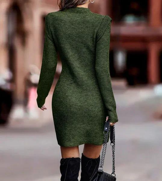 Vornehmes Damenkleid mit langen Ärmeln