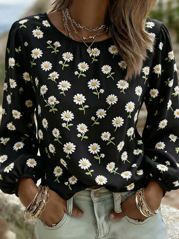 Zarte Bluse mit Blumen für den Alltag