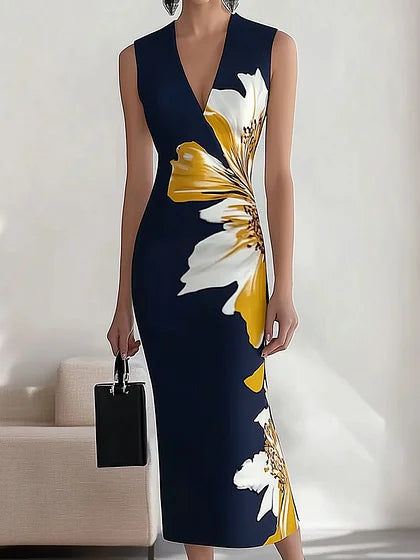 Ärmelloses Midikleid mit Muster