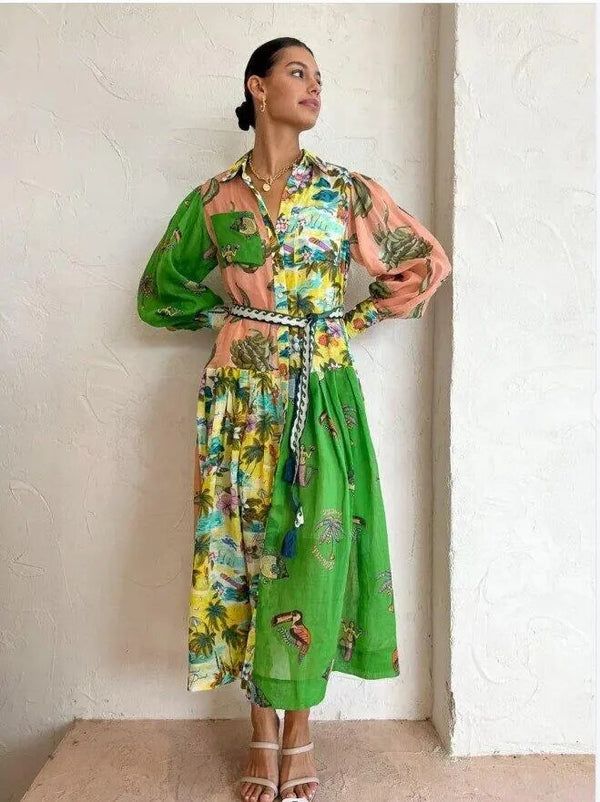 Langes Kleid mit Polokragen Damen