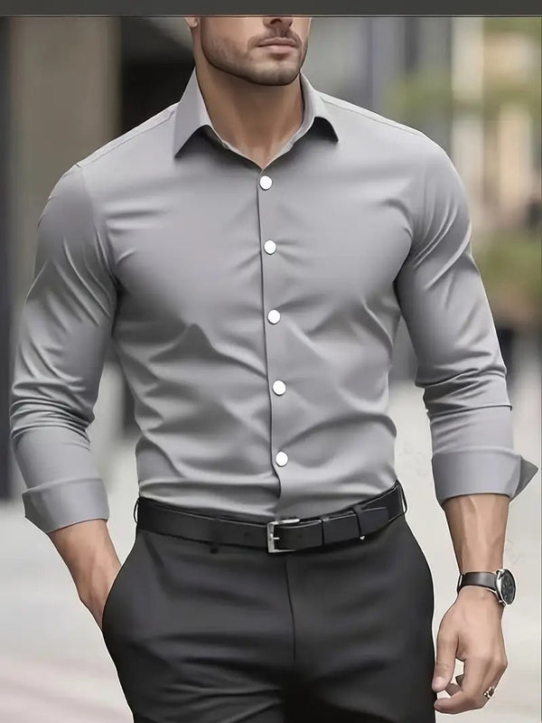 Herren-Langarmhemd mit Kragen und Knöpfen