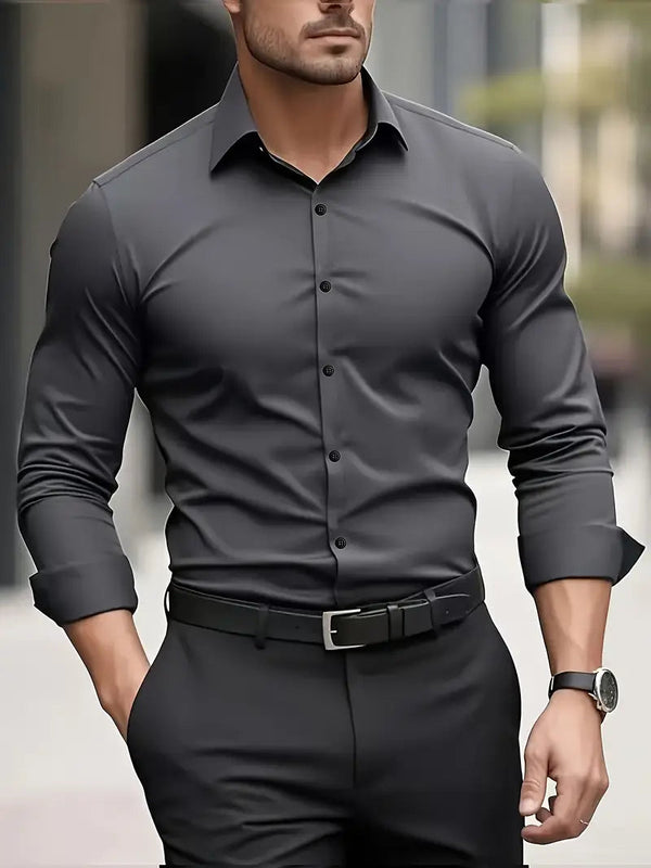 Herren-Langarmhemd mit Kragen und Knöpfen