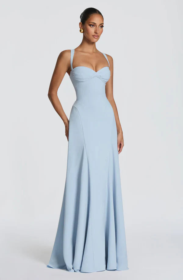 Maxikleid mit plissiertem oberen Bereich