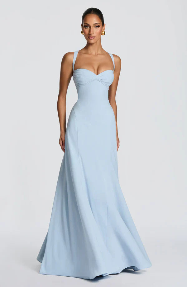 Maxikleid mit plissiertem oberen Bereich