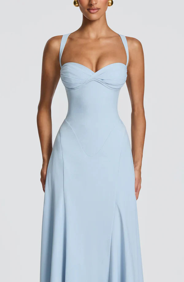 Maxikleid mit plissiertem oberen Bereich