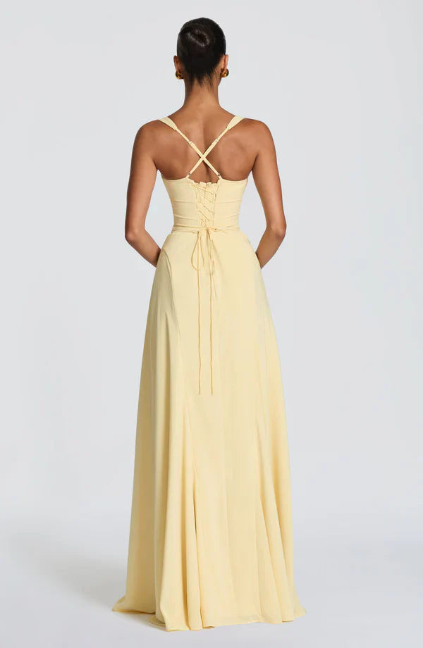 Maxikleid mit plissiertem oberen Bereich