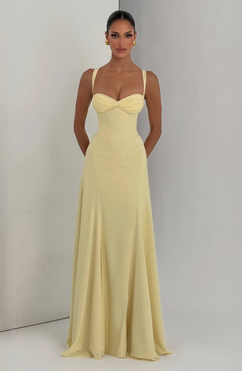 Maxikleid mit plissiertem oberen Bereich