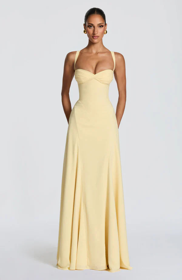 Maxikleid mit plissiertem oberen Bereich