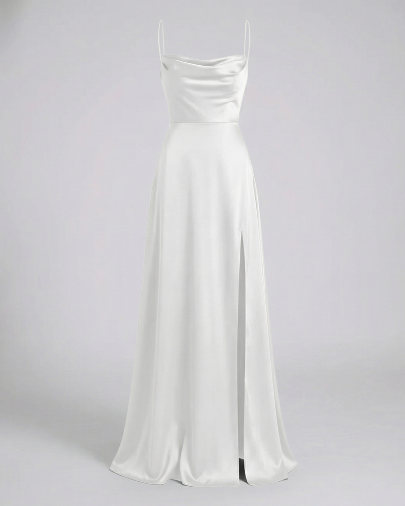 Maxikleid mit Korsettform und Schlitz