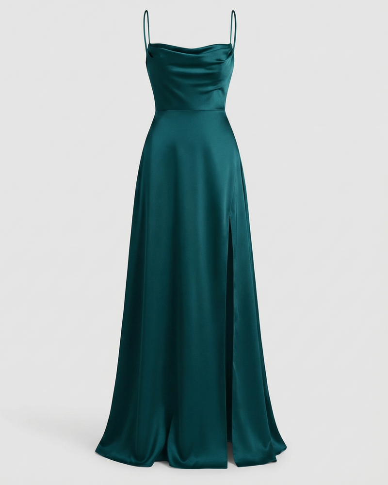 Maxikleid mit Korsettform und Schlitz