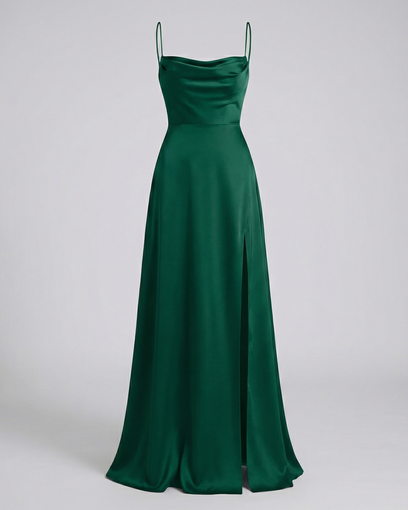 Maxikleid mit Korsettform und Schlitz