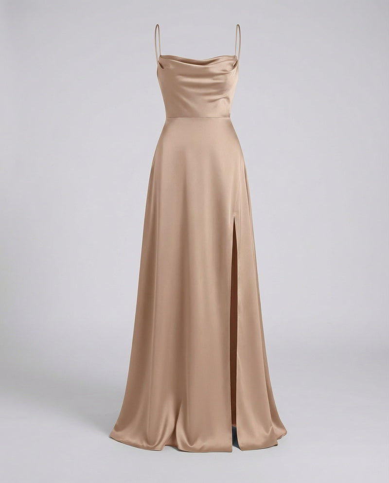 Maxikleid mit Korsettform und Schlitz