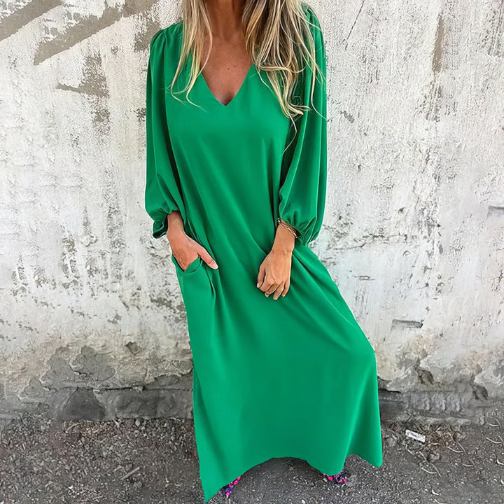 Fließendes Maxikleid mit langen Ärmeln