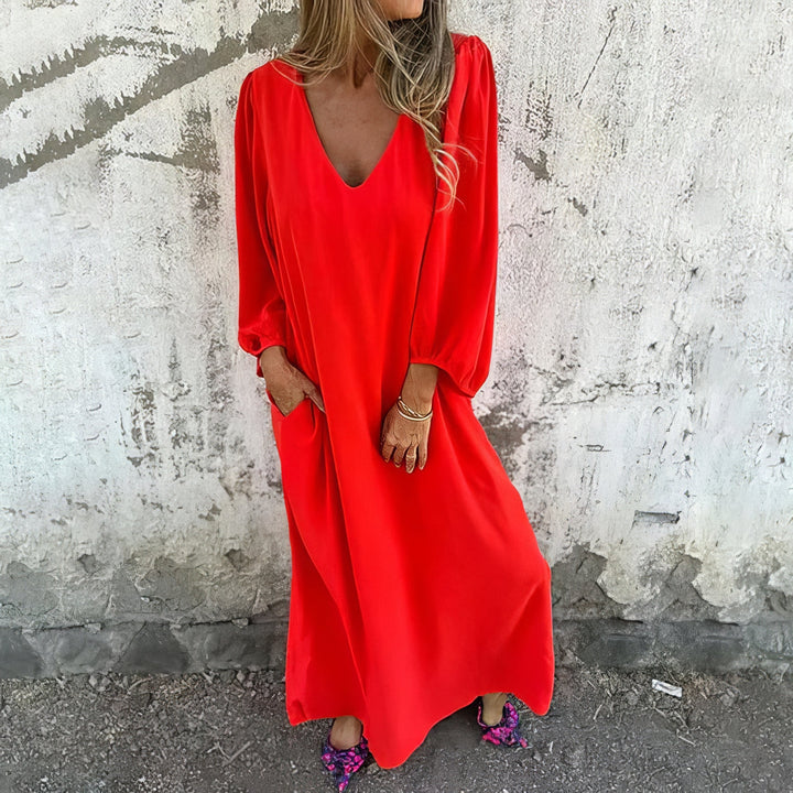 Fließendes Maxikleid mit langen Ärmeln