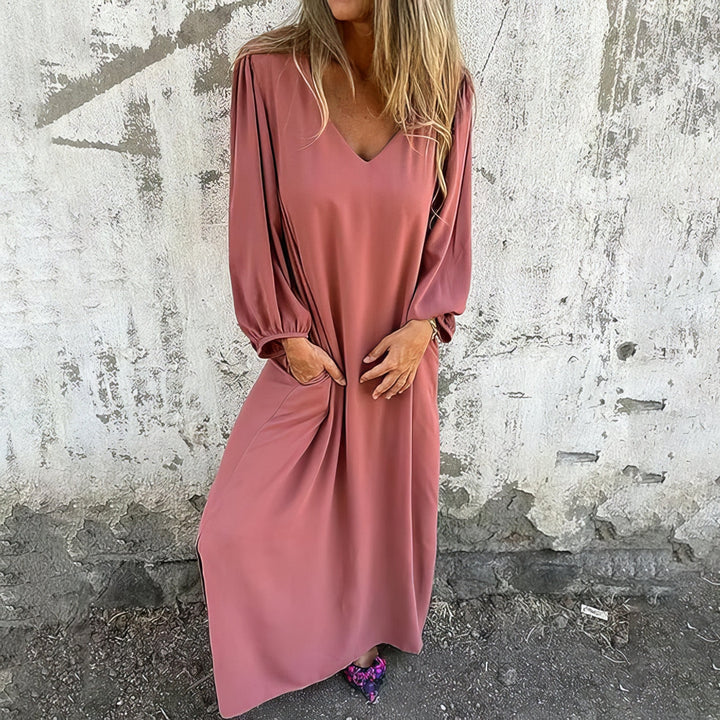 Fließendes Maxikleid mit langen Ärmeln